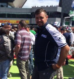 Man in crowd at event