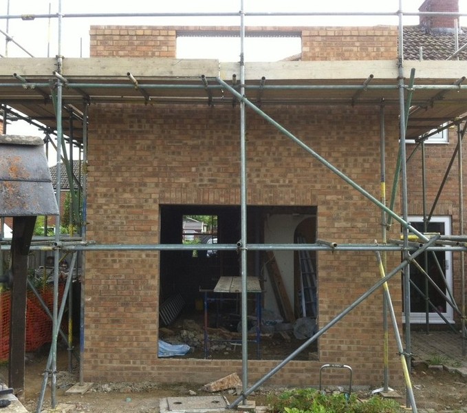 Construction site with scaffolding