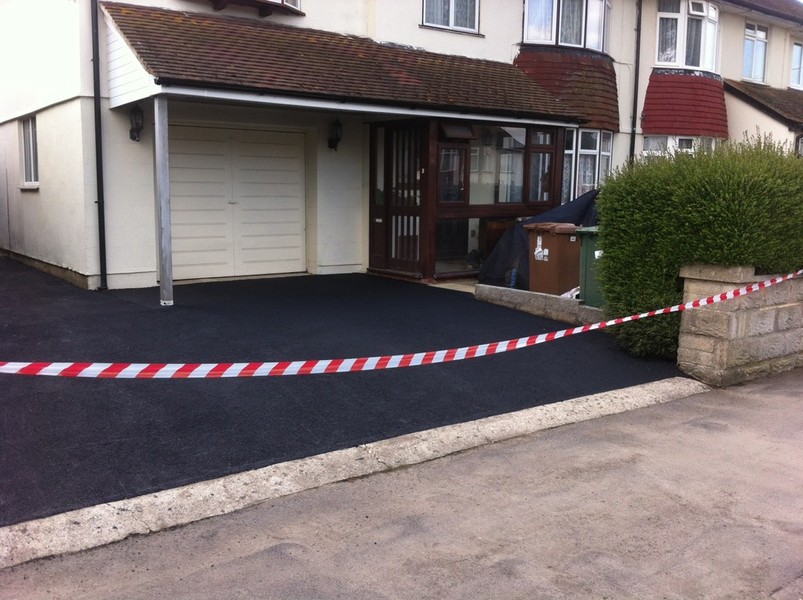 Cordoned-off driveway area