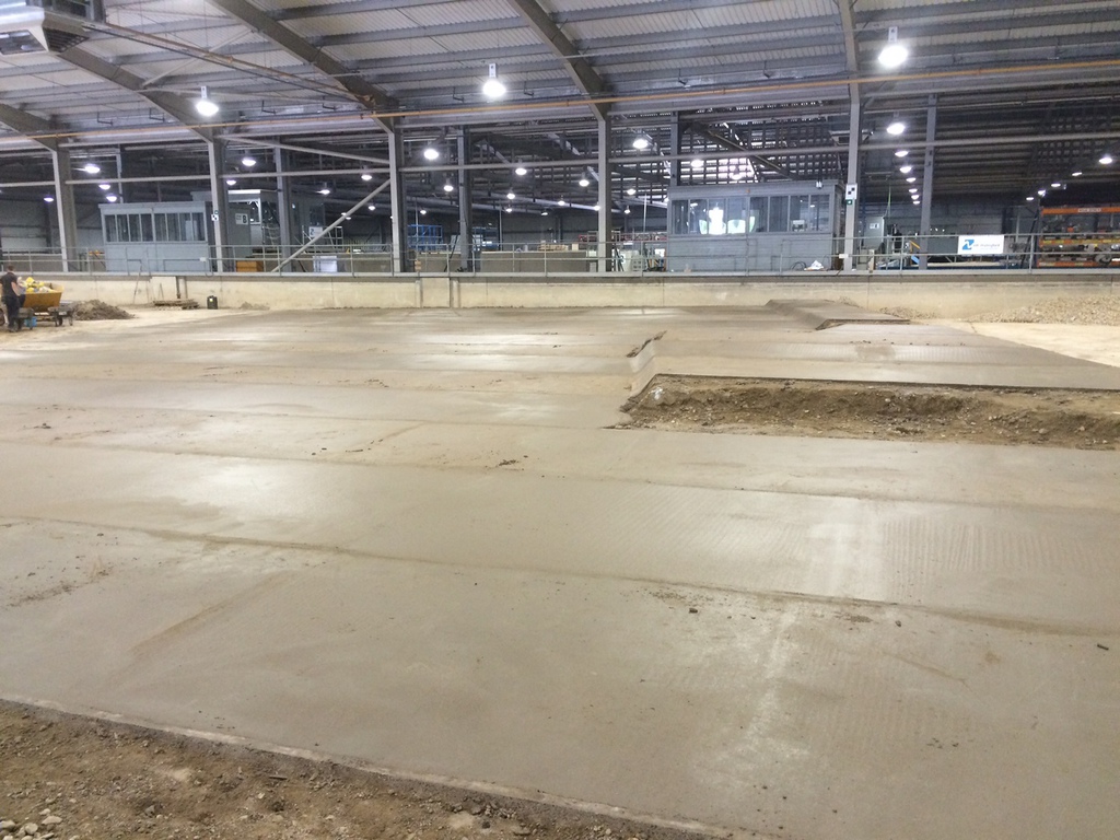 Concrete floor in a warehouse