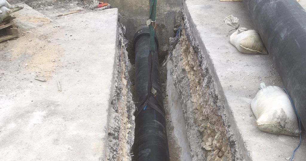 Underground pipe installation site