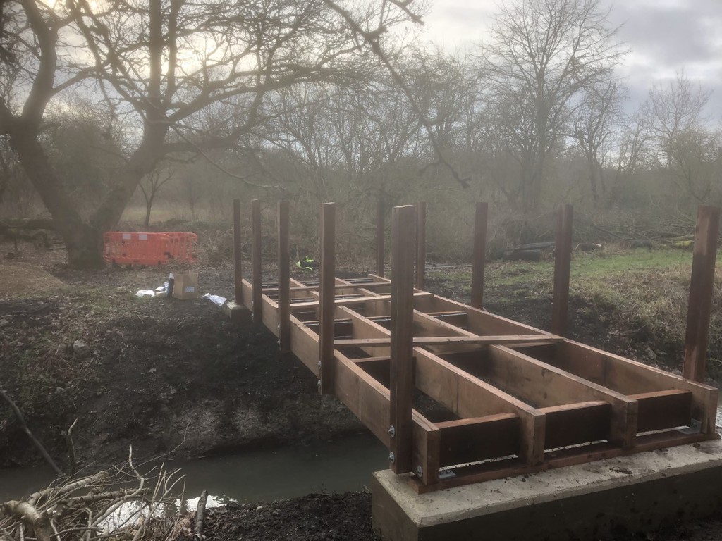 Wooden bridge under construction