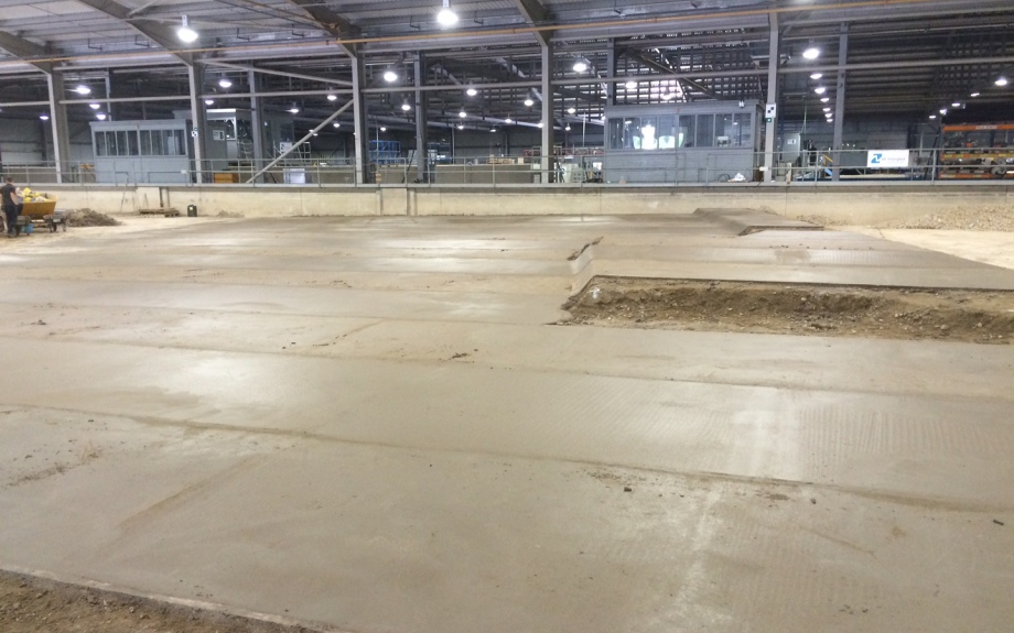 Concrete floor in industrial space